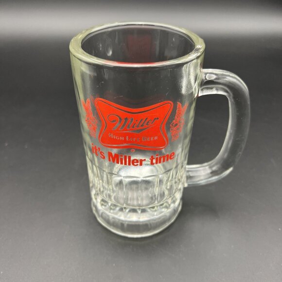 Vintage Miller High Life “It’s Miller Time” Heavy Glass Mug Stein Rare - Picture 4 of 11